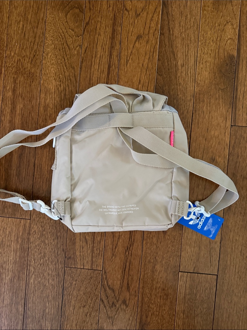 ADIDAS Cream Nylon Mini Backpack with Pink Accent - Picture 2 of 2